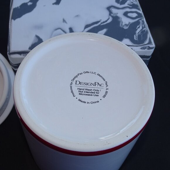 White and Red Country Style Cookie Jar New - Picture 7 of 10